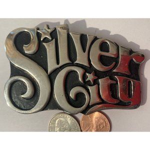 Vintage Metal Belt Buckle, Silver City, Country and Western